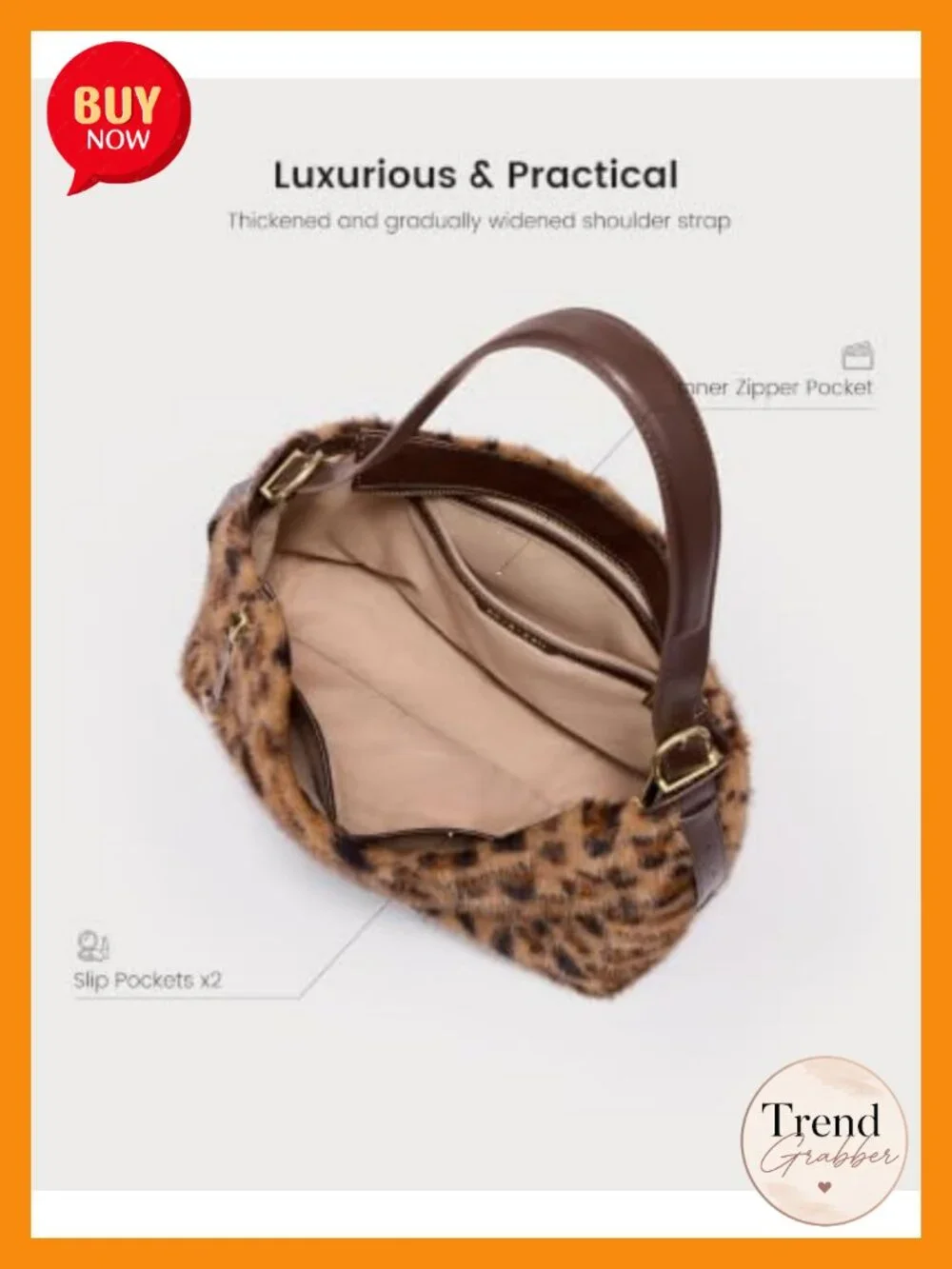 Faux Leather Hobo Bag Adjustable Strap Zip Tote Handbag Gift Box